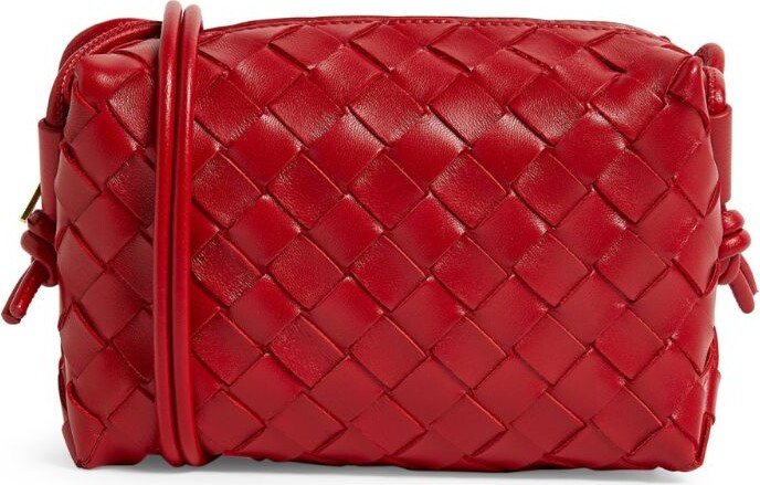 Loop Mini Leather Crossbody Bag in Red - Bottega Veneta