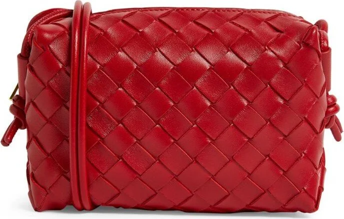 Bottega Veneta Loop Mini Bag in Red Intrecciato Leather