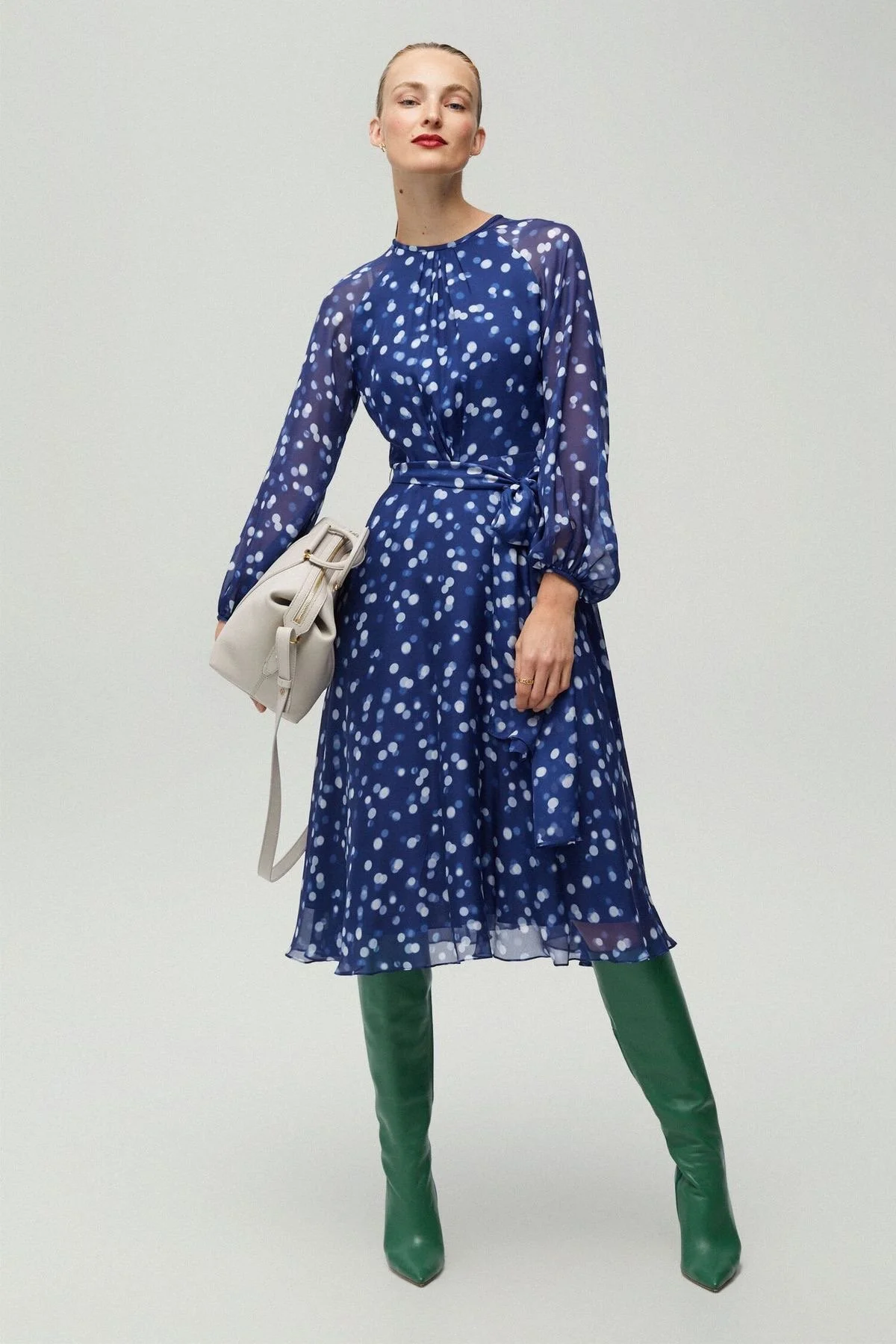 Carolina Herrera Blue Polka Dot Dress
