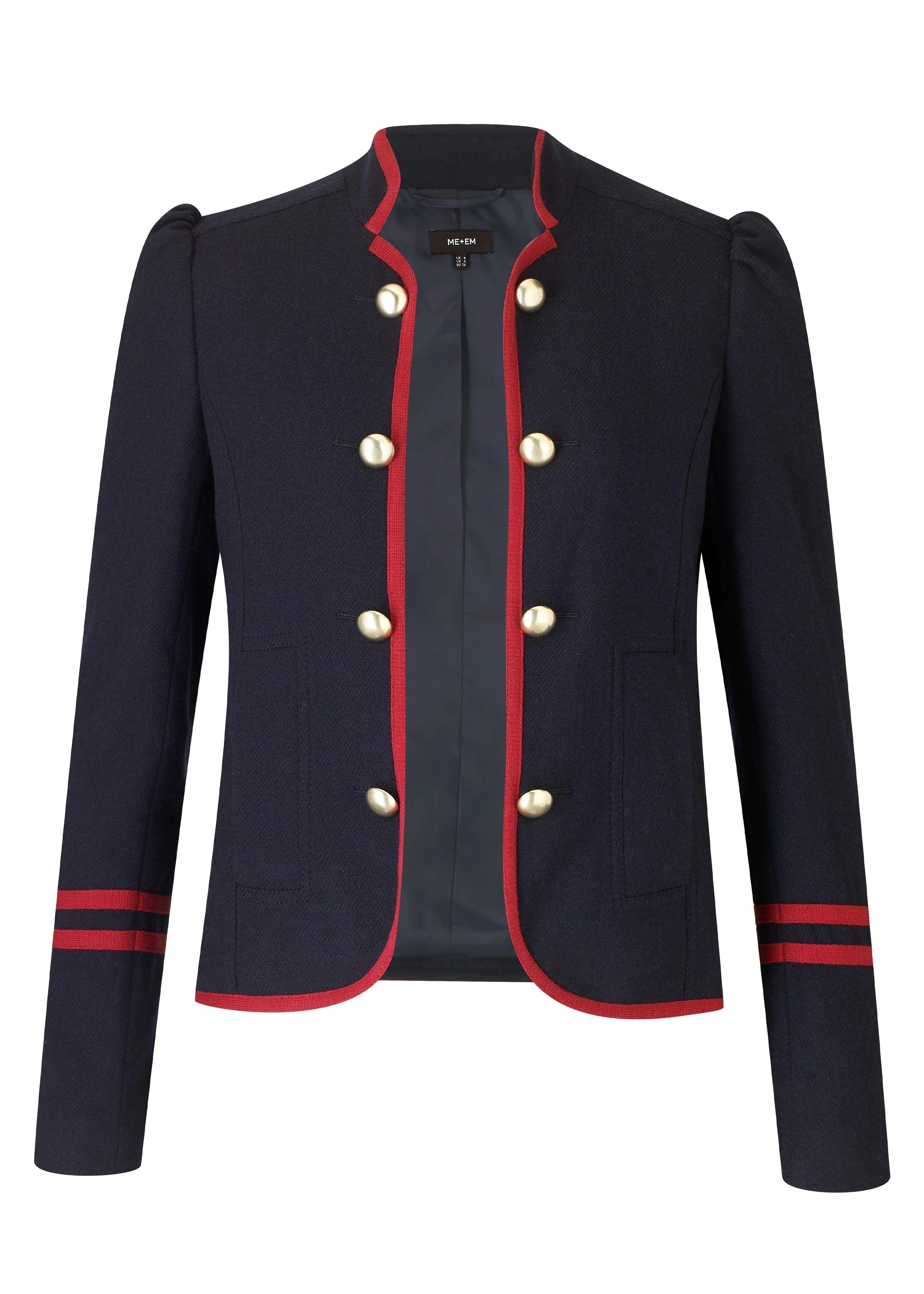 Me+Em Italian Wool Military Jacket in Navy/Red
