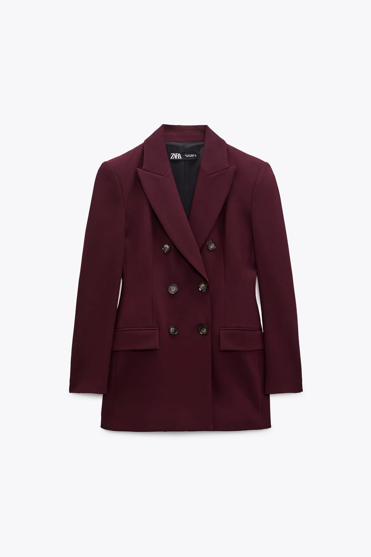 Zara Double Breasted Tailored Blazer in Eggplant