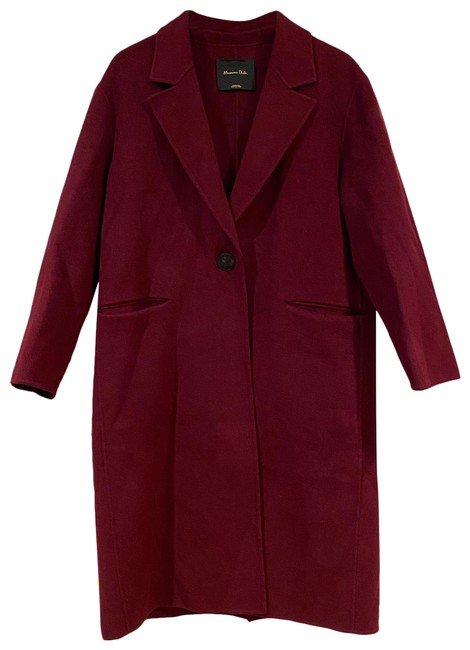 Massimo Dutti Solid-Coloured Wool Coat in Burgundy — UFO No More