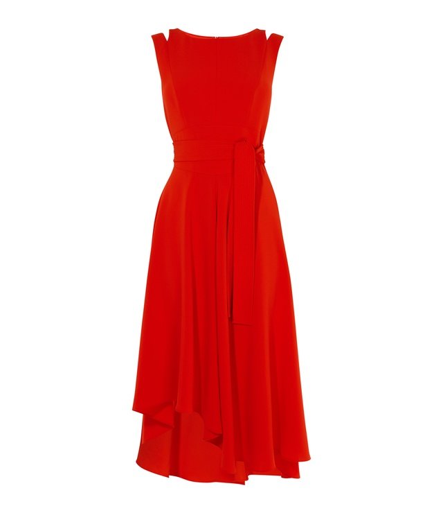 Karen Millen Asymmetric Belted Dress in Red — UFO No More