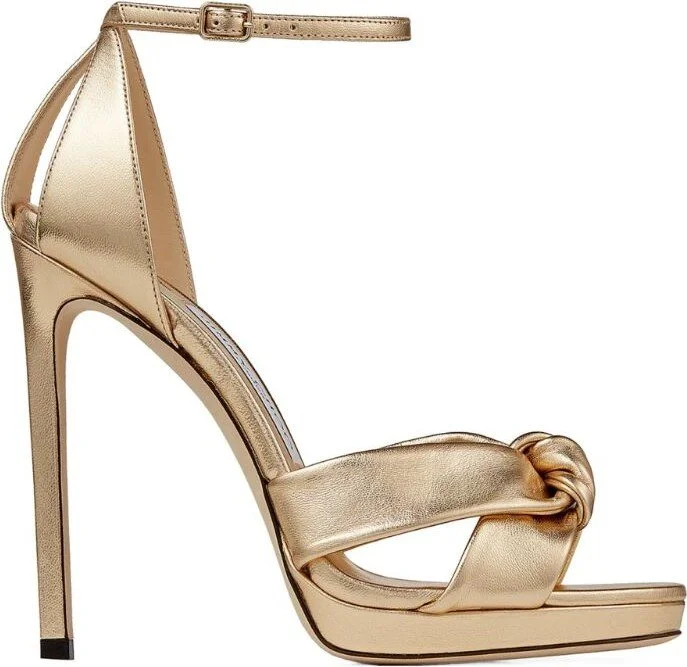 Jimmy Choo Rosie 120 Sandals in Gold Leather