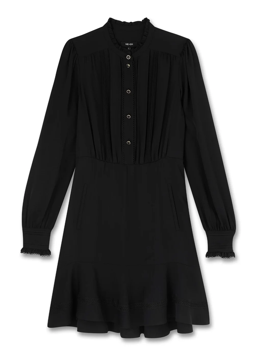 Me and Em Silk Short Fit and Flare Dress with Belt in Black UFO No More Me and Em Silk Short Fit and Flare Dress with Belt in Black UFO No More
