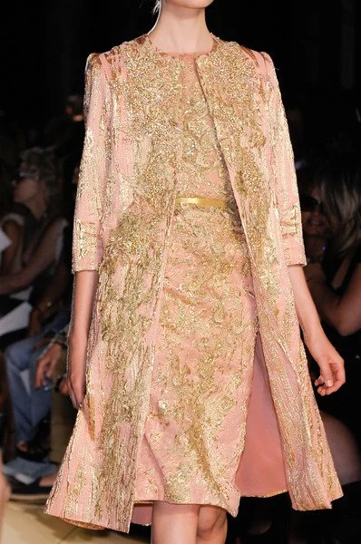 Elie Saab Couture Gold Embellished Knee-Length Dress
