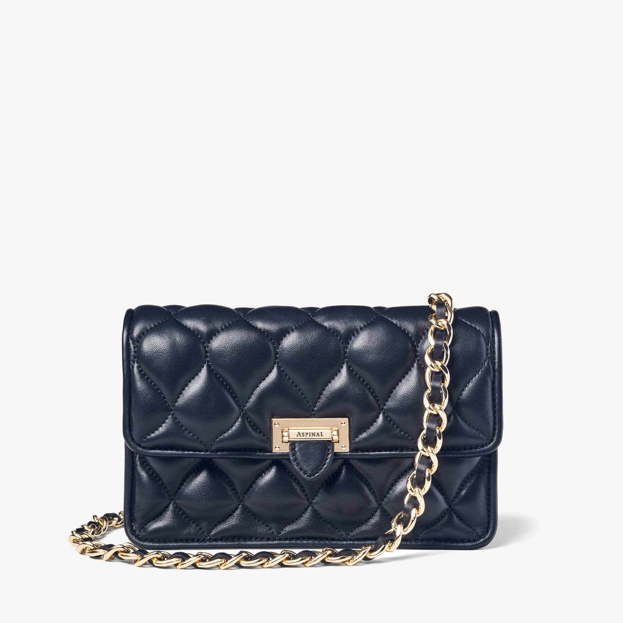 Aspinal of London Lottie Pillow Clutch in Navy Quilted Lambskin.jpg