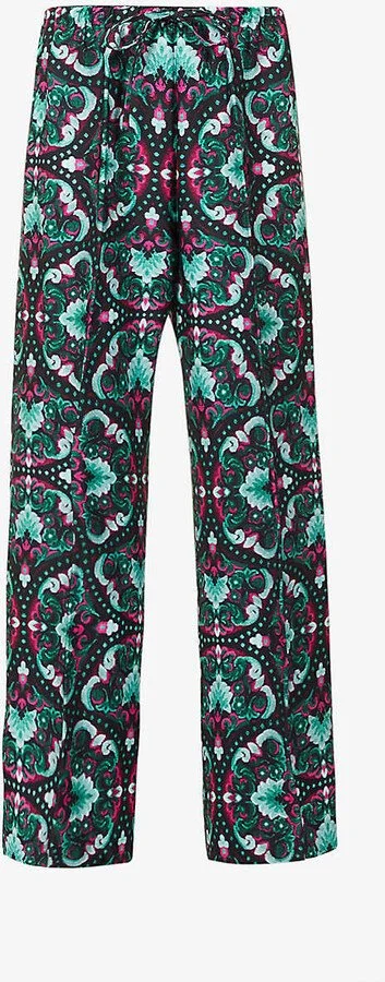 Dries Van Noten Abstract-Print Wide-Leg Trousers