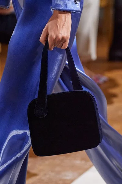 Armani Privé Asymmetric Top Handle Bag in Grey Brocade