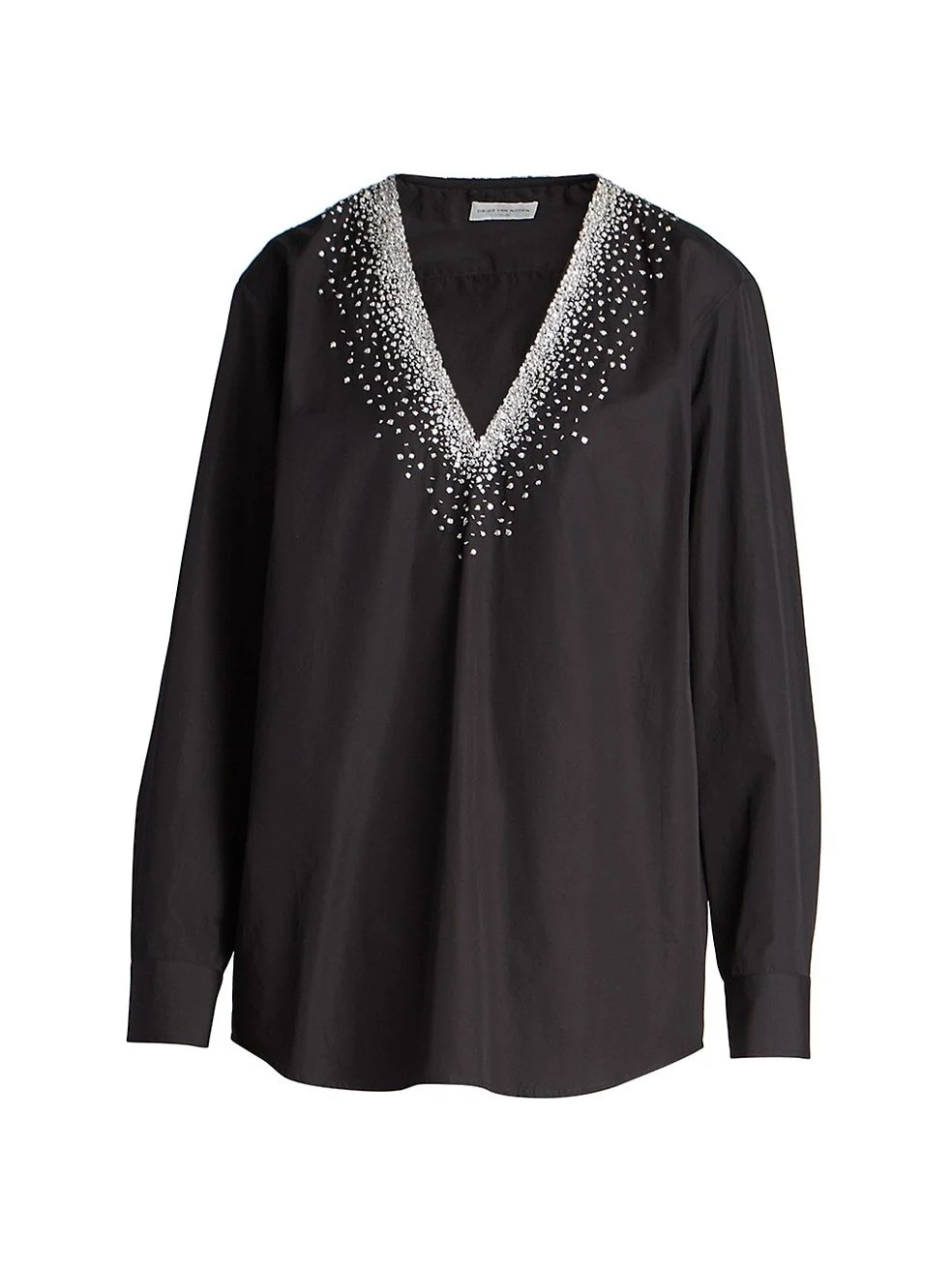 Dries Van Noten Campo Embellished Cotton V-Neck Top