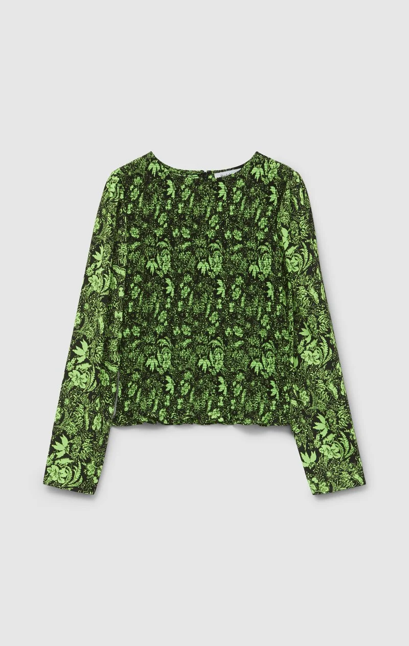 Rodebjer Shardea Printed Smock Blouse in Techno Green