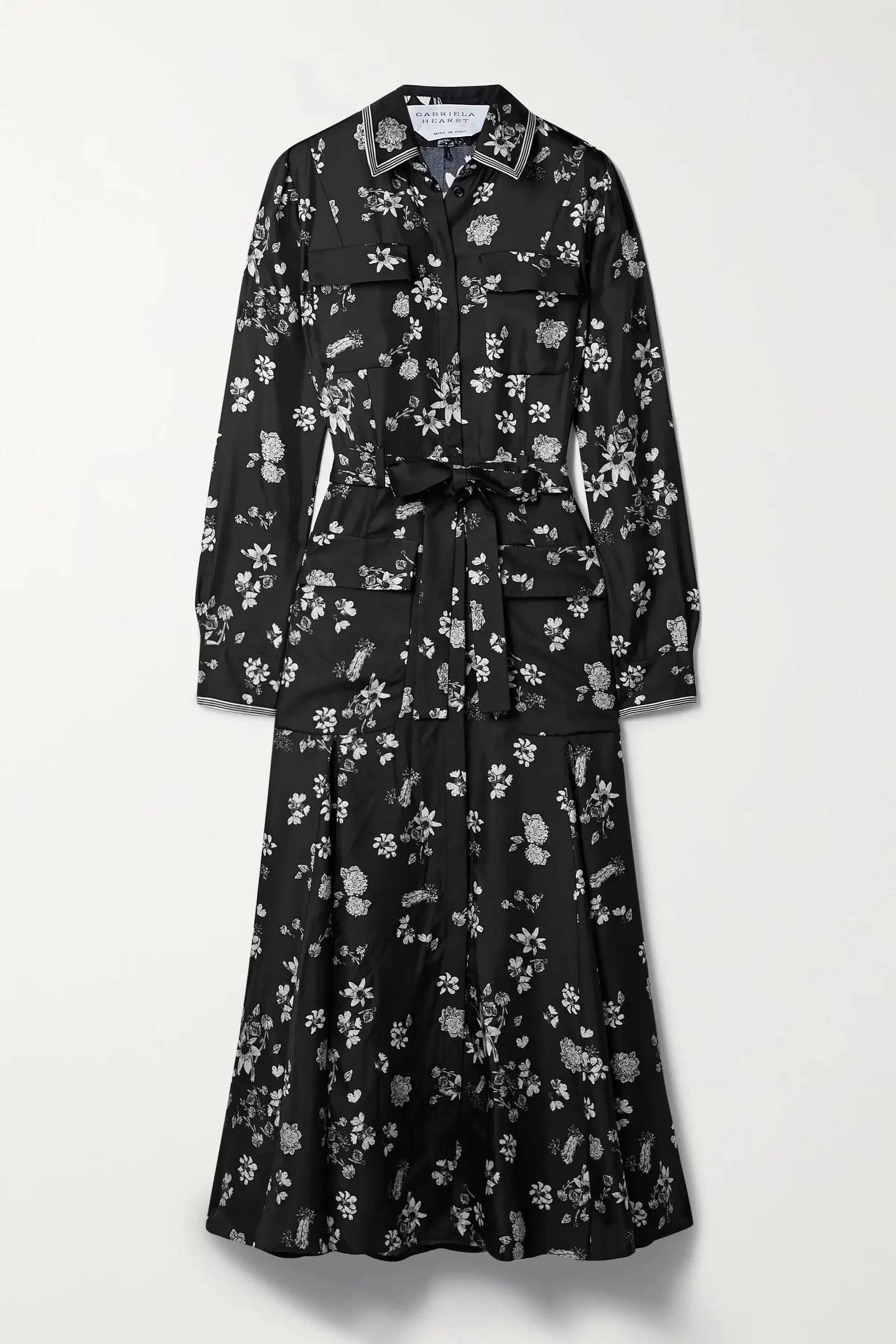 Gabriela Hearst Meyer Button-Front Shirtdress in Black Floral