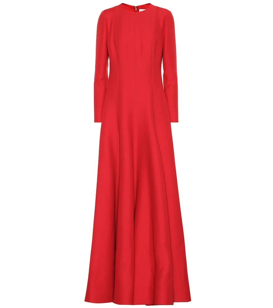Valentino Flared Wool Gown in Red