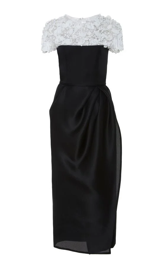 Carolina Herrera Embellished Chiffon-paneled Gazar Midi Dress