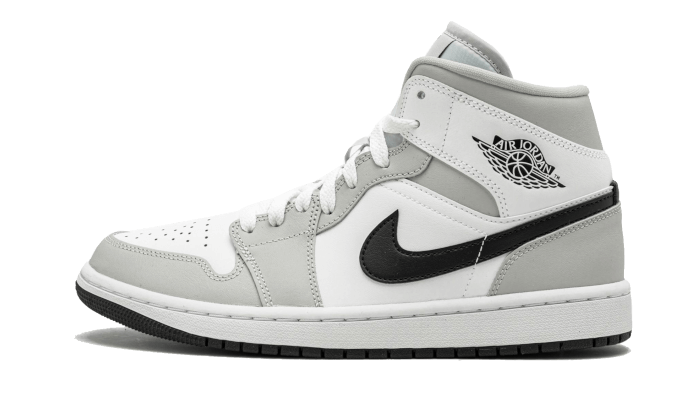 Nike Air Jordan 1 Mid Sneakers in White Light Grey Smoke
