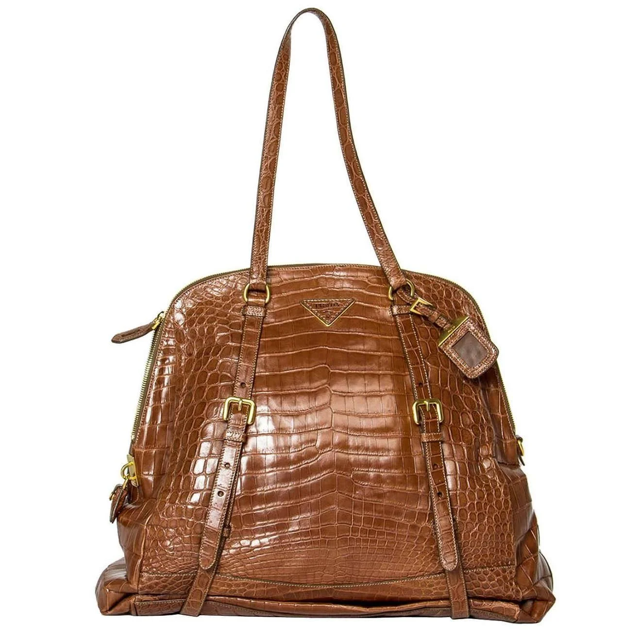 Prada Brown Crocodile Expandable Large Bag