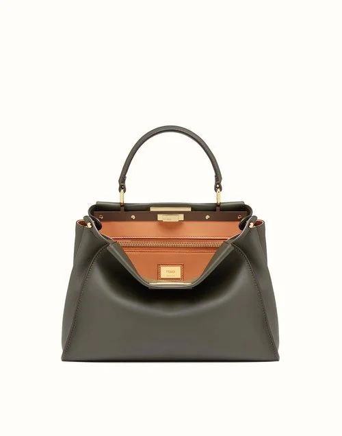 Fendi Peekaboo Essential Bag in Khaki Calfskin