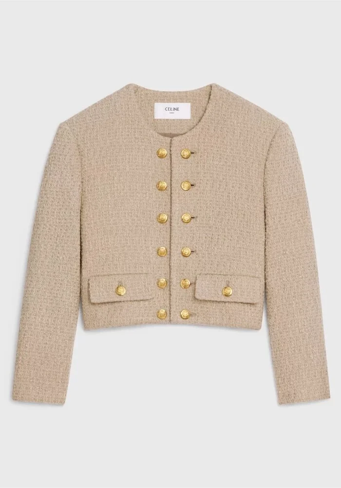 Celine Chasseur Military Jacket in Braided Boucle Tweed