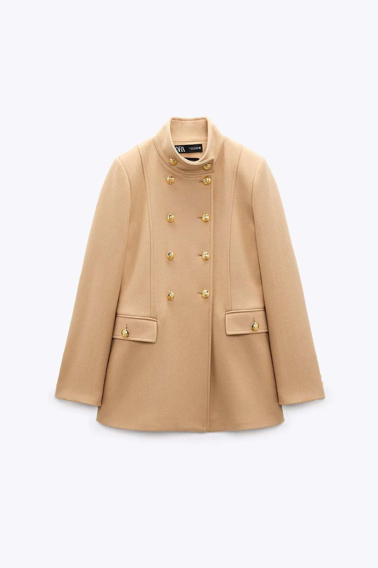 Zara Golden Buttons Wool Blend Coat