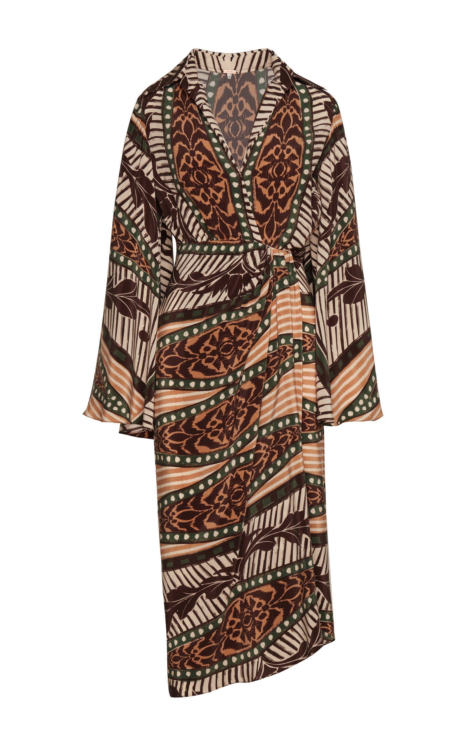Johanna Ortiz Timbuktu Wrap-Effect Printed Midi Dress in Stamp EcruChocolateEmerald.jpg