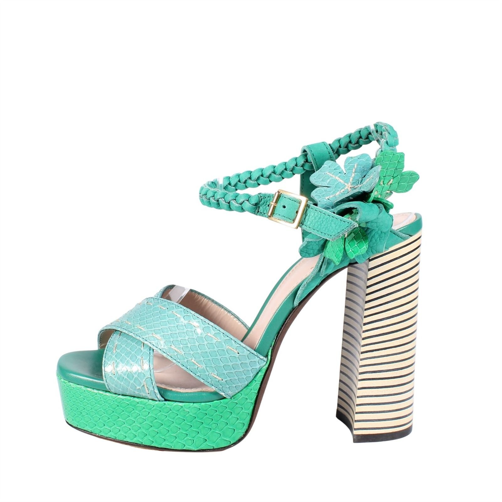 Lanvin Embellished Sandals with Striped Heel — UFO No More