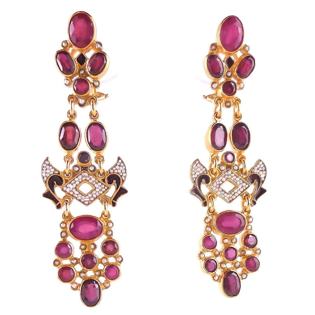 Percossi Papi Rubies and Micro-Pearls Earrings