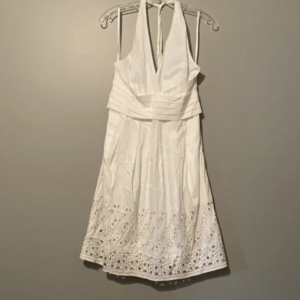 BCBG Max Azria Crochet Detail Halter Dress