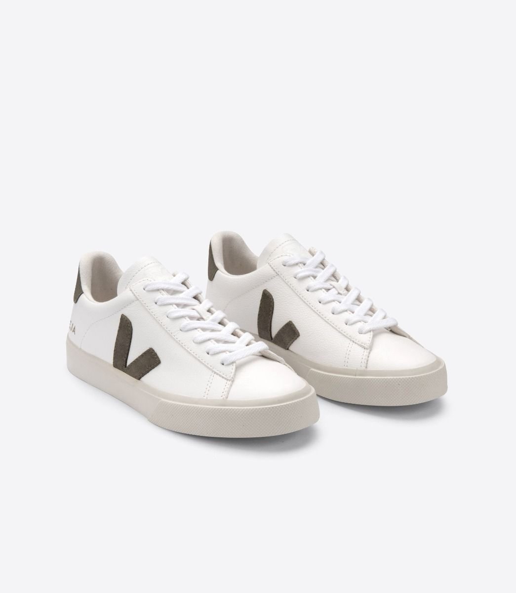 Veja Campo Trainers in Chromefree Leather White Kaki.jpg