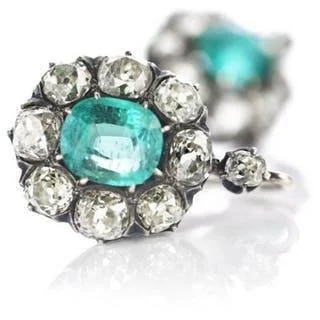 Bruun Rasmussen Belle Epoque Emerald and Diamond Earrings