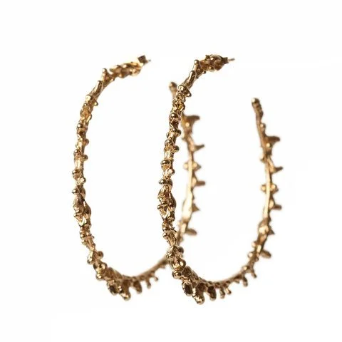 Lenique Louis Spine Hoop Small Earrings in Gold