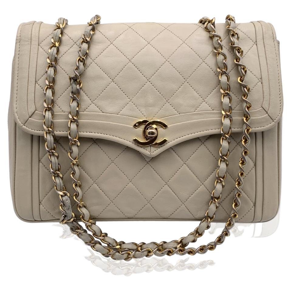 Chanel Vintage Quilted Flap Bag in White.jpg