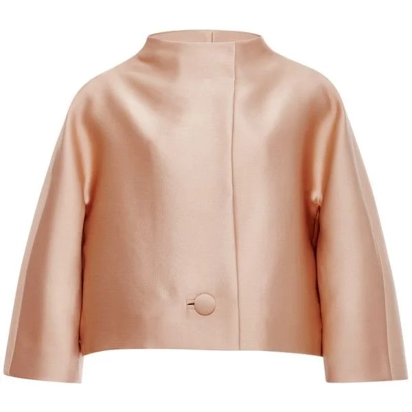 Paule Ka Duchess Satin Cropped Jacket in Navy