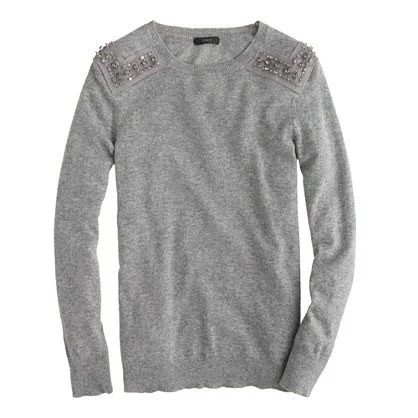 J. Crew Jeweled-Shoulder Sweater