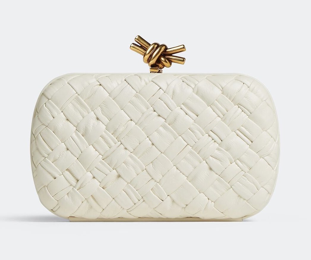 Bottega Veneta Knot Minaudiere Clutch in Black & Muse Brass