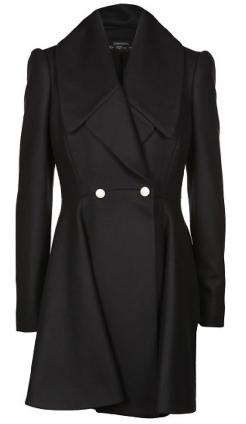 Alexander McQueen Flared Wool Short Coat in Black