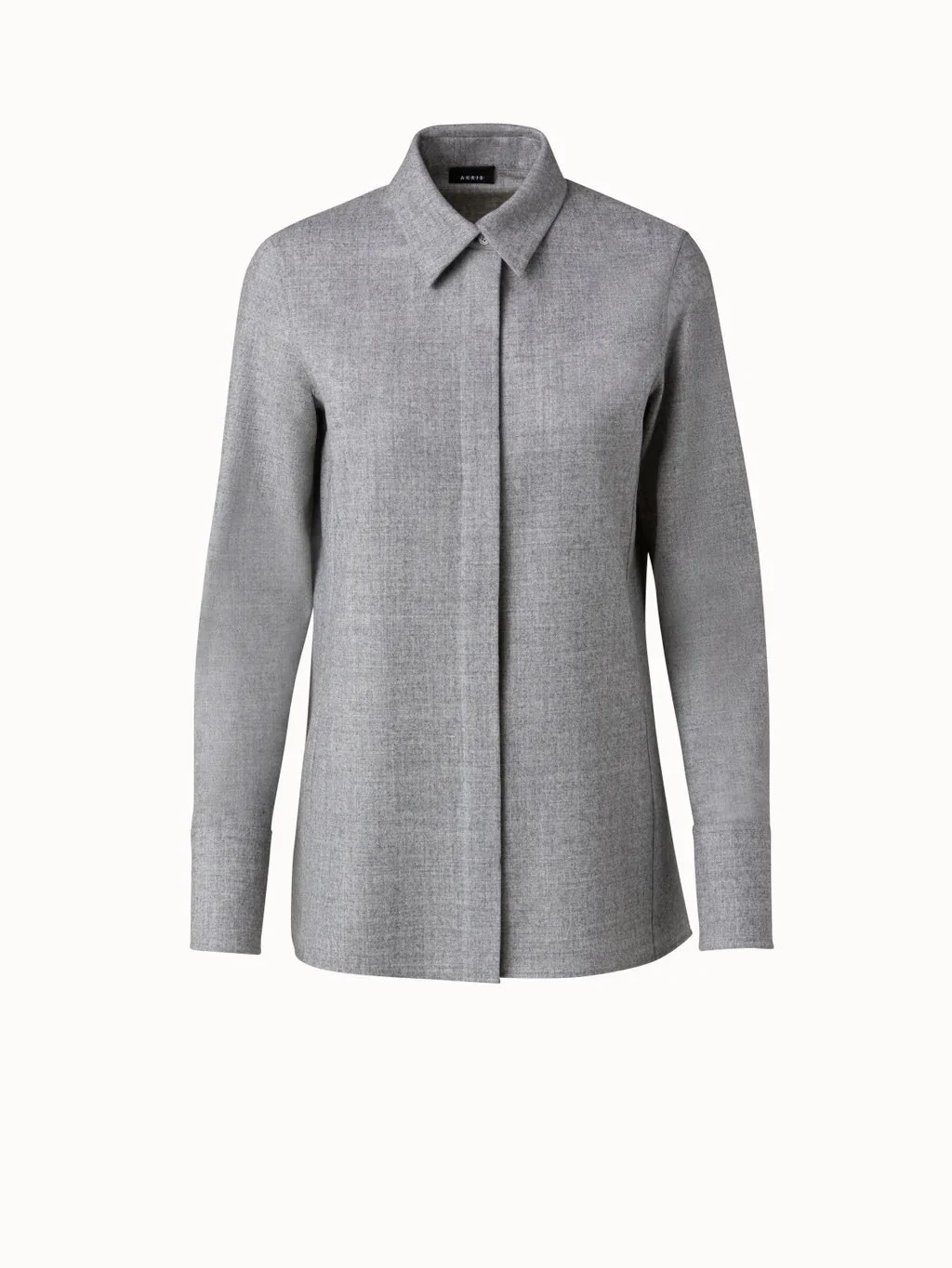 Akris Wool Stretch Flannel Blouse in Smoke