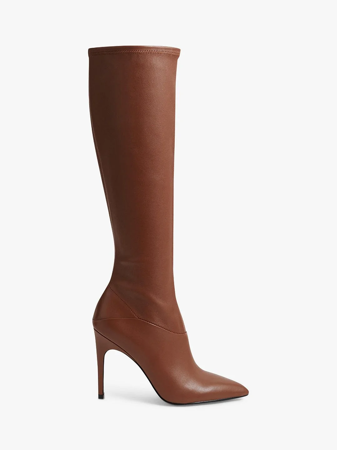 Reiss Carina Knee High Boots in Tan Leather