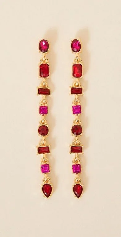 Accessorize Eclectic Gem Statement Long Drop Earrings