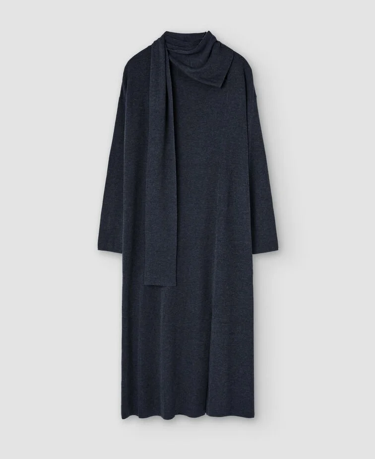 Adolfo Dominguez Long Scarf-Collar Dress