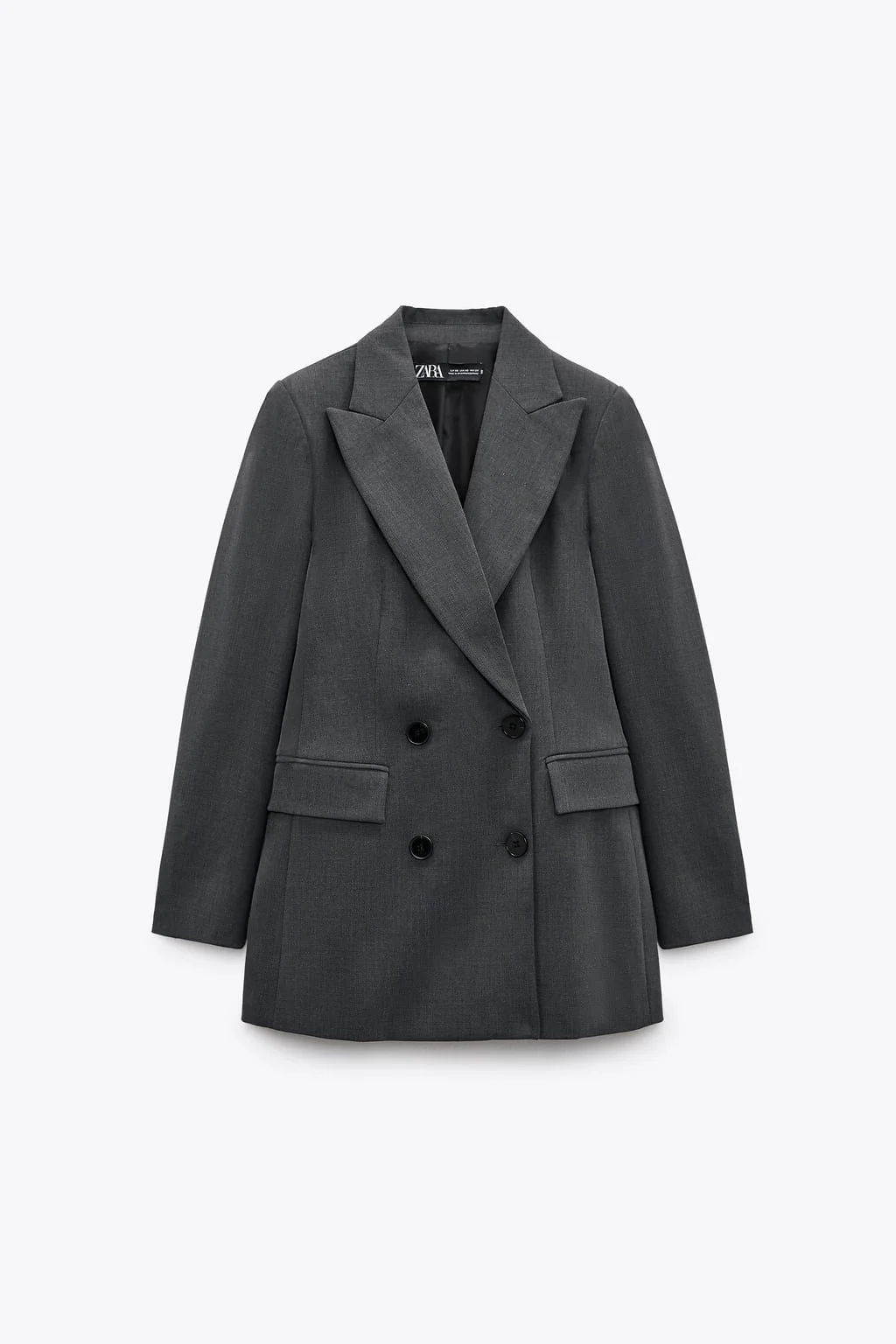 Zara Lapel Collar Double Breasted Blazer in Grey