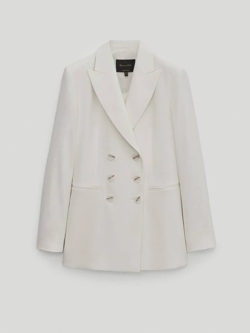 Massimo Dutti Double-Breasted Crepe Blazer