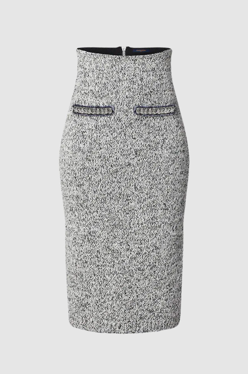 Louis Vuitton Rhinestone Trim Tweed-Effect Knit Skirt — UFO No More