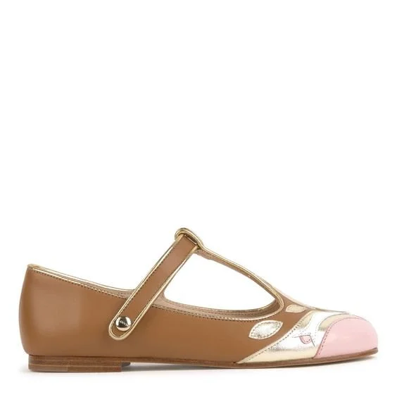 Lanvin Mini Me Leather T-bar Flats