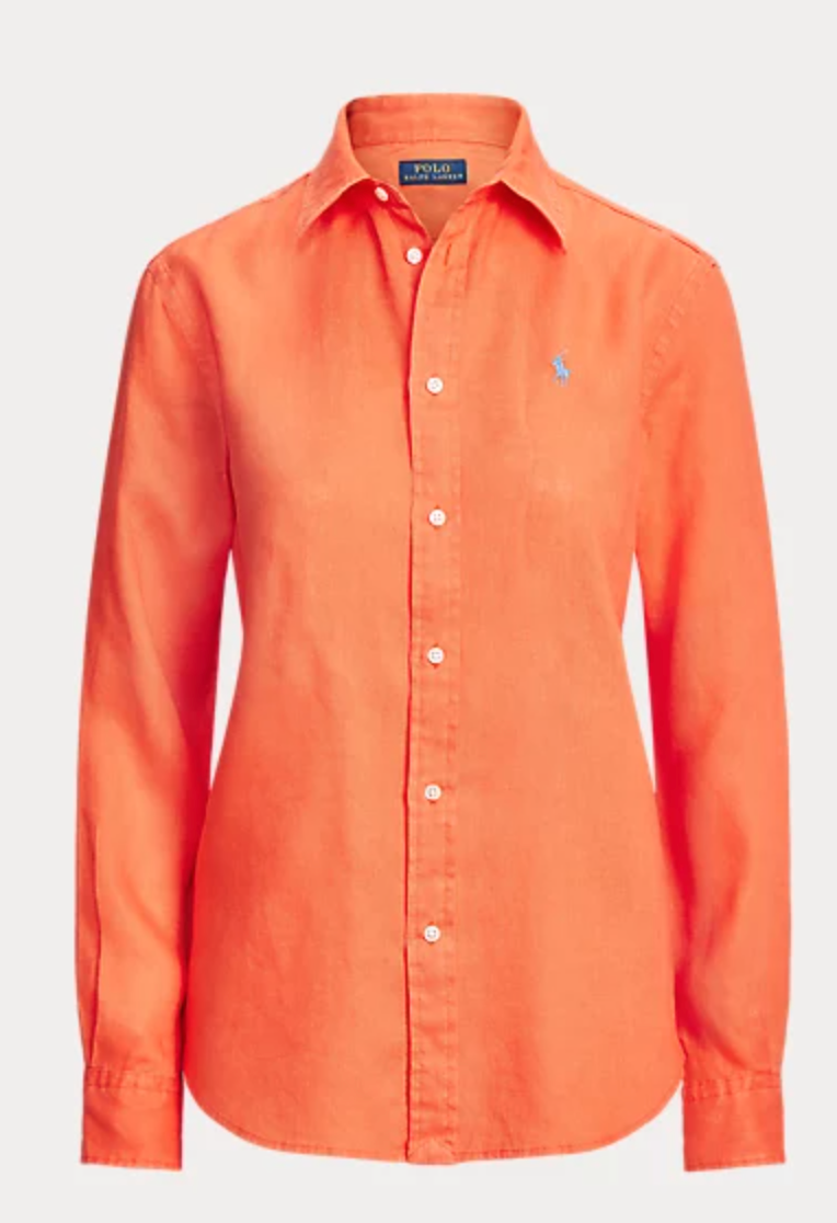 Polo Ralph Lauren Relaxed Fit Linen Shirt in May Orange — UFO No More