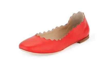 Chloé Lauren Scalloped Ballet Flats in Orange