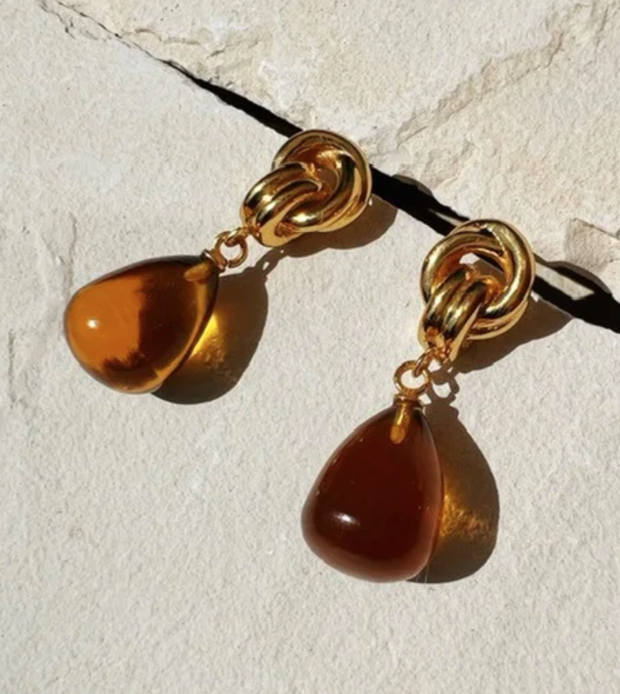 Shyla London Chunky Knot Soft Earrings in Citrine