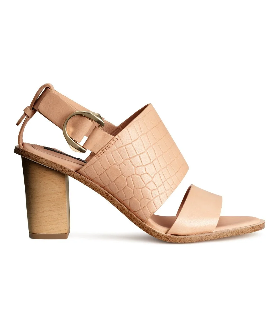H&M Embossed Block Heel Sandals