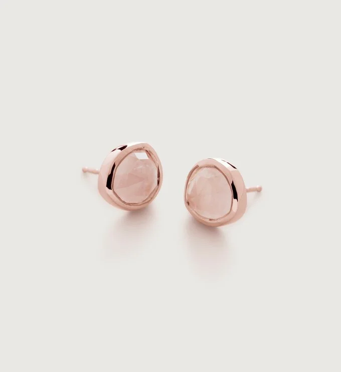 Monica Vinader Siren Earrings in Rose Quartz