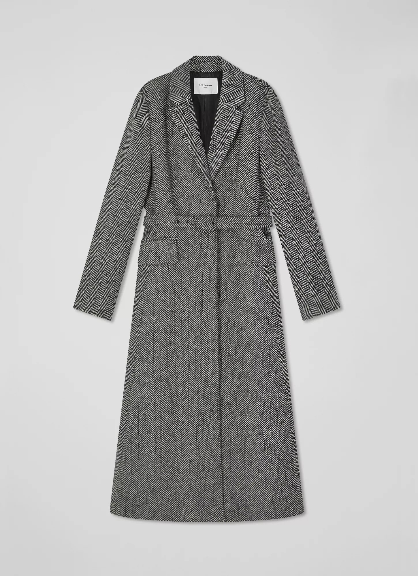 LK Bennett Christie Herringbone Dress Coat in Black White.jpg