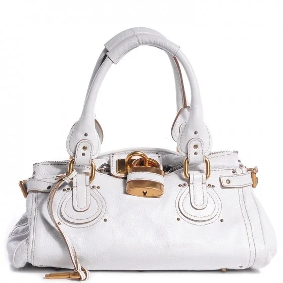 Chloé Paddington Leather Bag in White